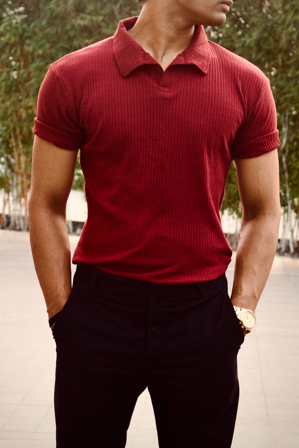 Statement textured polo t shirt