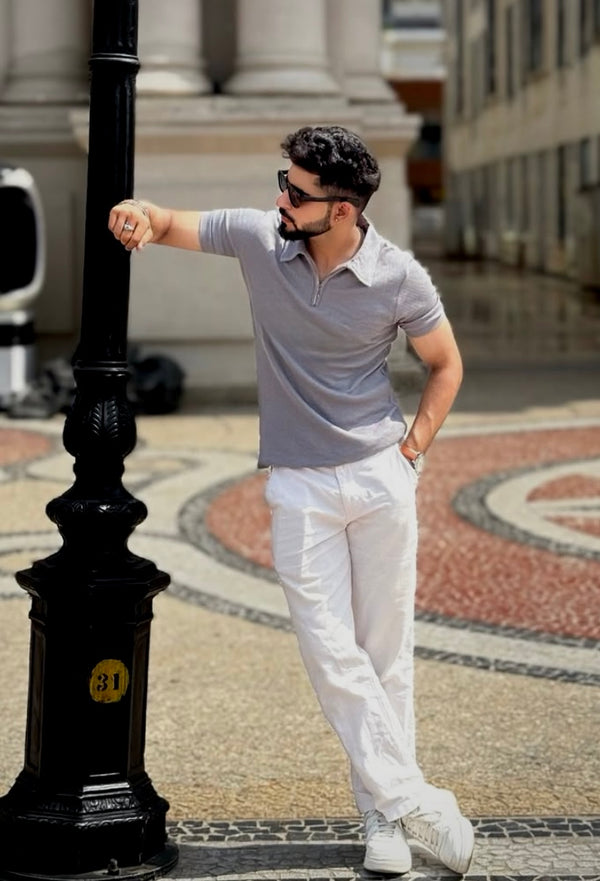 Zip neck polo t shirt