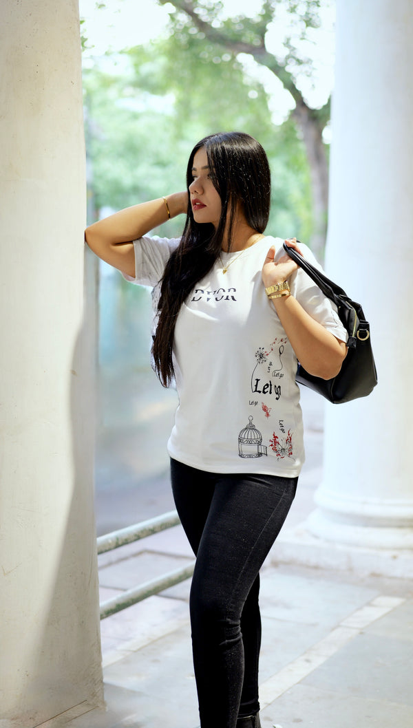 White "Let Go" oversized T-shirt